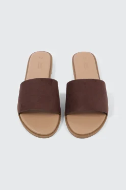Faux Leather One Band Flat Sandals