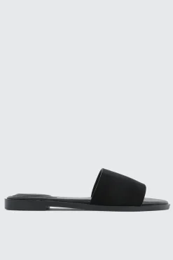 Faux Leather One Band Flat Sandals