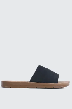 Faux Leather One Band Slide Sandals