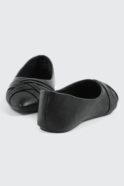 Faux Leather Pointed Toe Ballet Flats