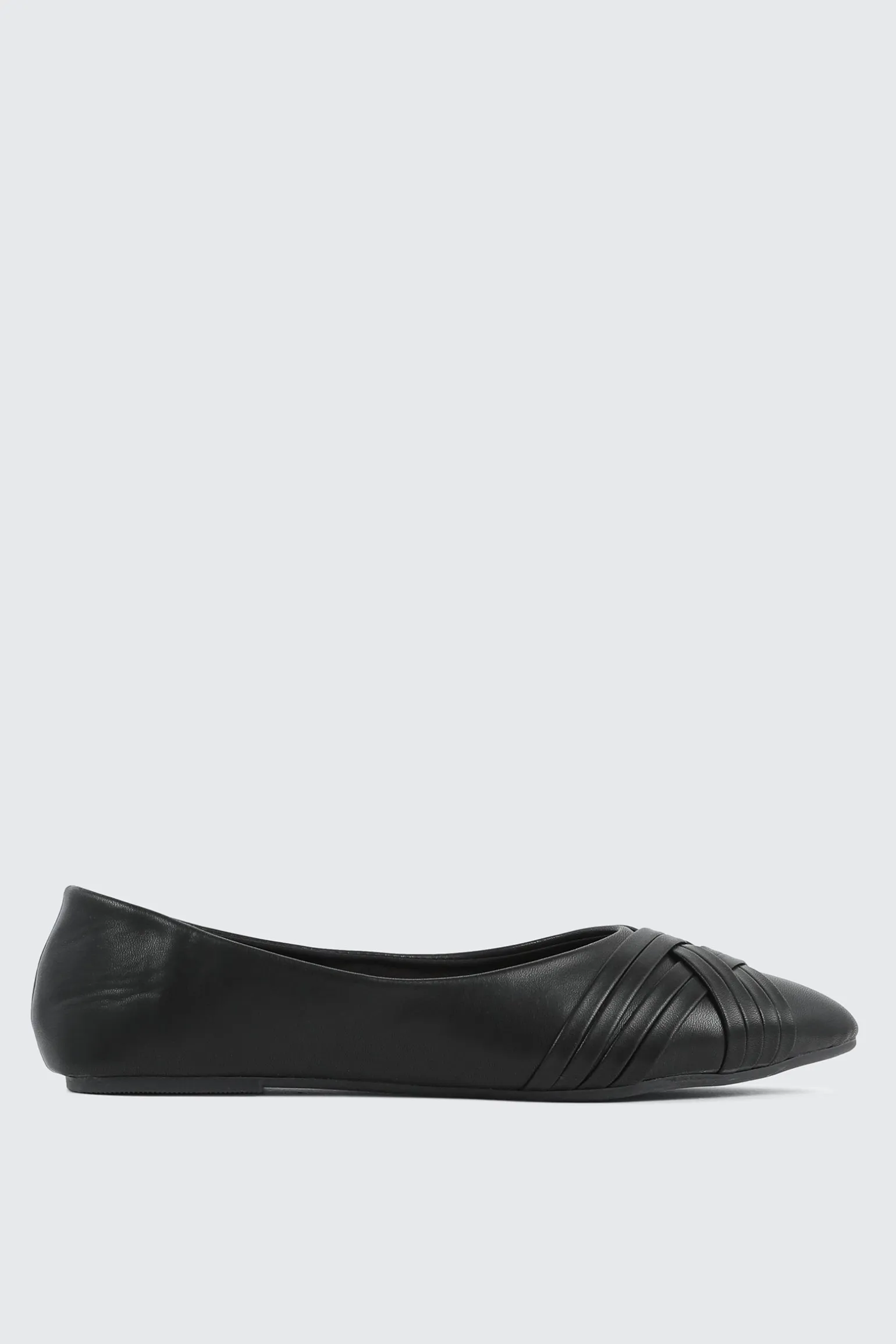 Faux Leather Pointed Toe Ballet Flats