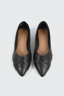 Faux Leather Pointed Toe Ballet Flats