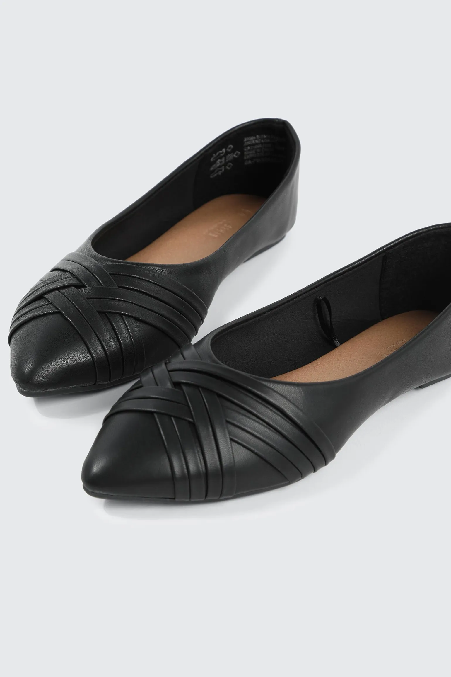 Faux Leather Pointed Toe Ballet Flats