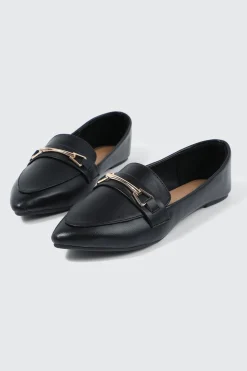 Faux Leather Pointed Toe Loafers