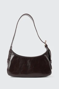 Faux Leather Shoulder Bag with Buckle Strap