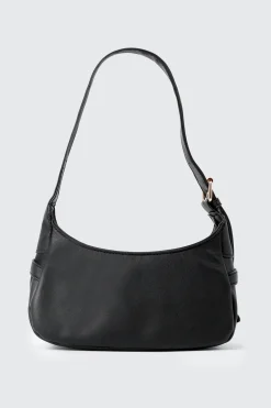 Faux Leather Shoulder Bag with Buckle Strap