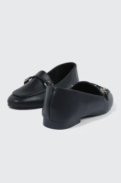 Faux Leather Square Toe Loafers