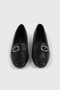 Faux Leather Square Toe Loafers