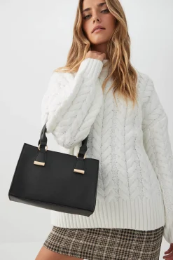 Faux Leather Structured Handbag