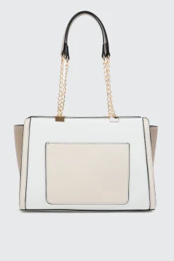 Faux Leather Tote Bag with Chain Straps