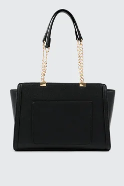 Faux Leather Tote Bag with Chain Straps