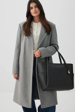 Faux Leather Tote Bag with Padlock Charm