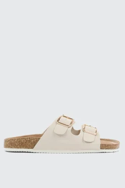 Faux Leather Two-Buckle Sandals
