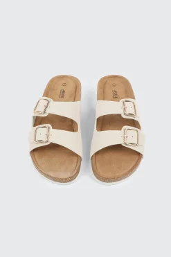 Faux Leather Two-Buckle Sandals