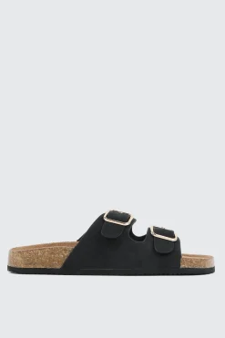 Faux Leather Two-Buckle Sandals