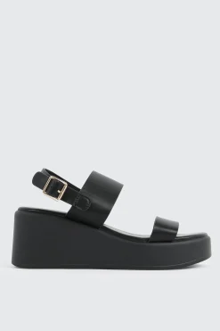 Faux Leather Wedge Sandals