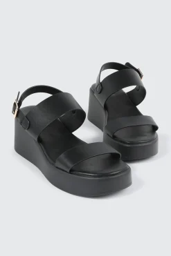 Faux Leather Wedge Sandals