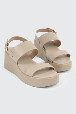 Faux Leather Wedge Sandals