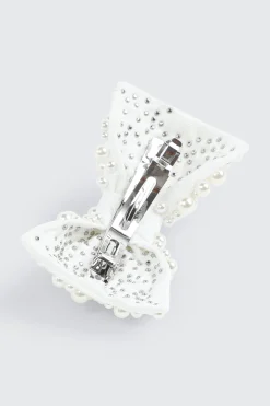 Faux Pearl Bow Hair Clip