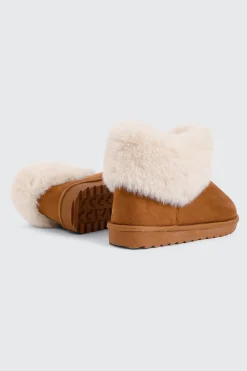 Faux Sheepskin Ankle Boots with Fur Trim