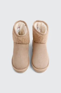 Faux Sheepskin Ankle Boots with Accent Trim