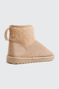 Faux Sheepskin Ankle Boots with Accent Trim