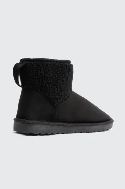Faux Sheepskin Ankle Boots with Accent Trim