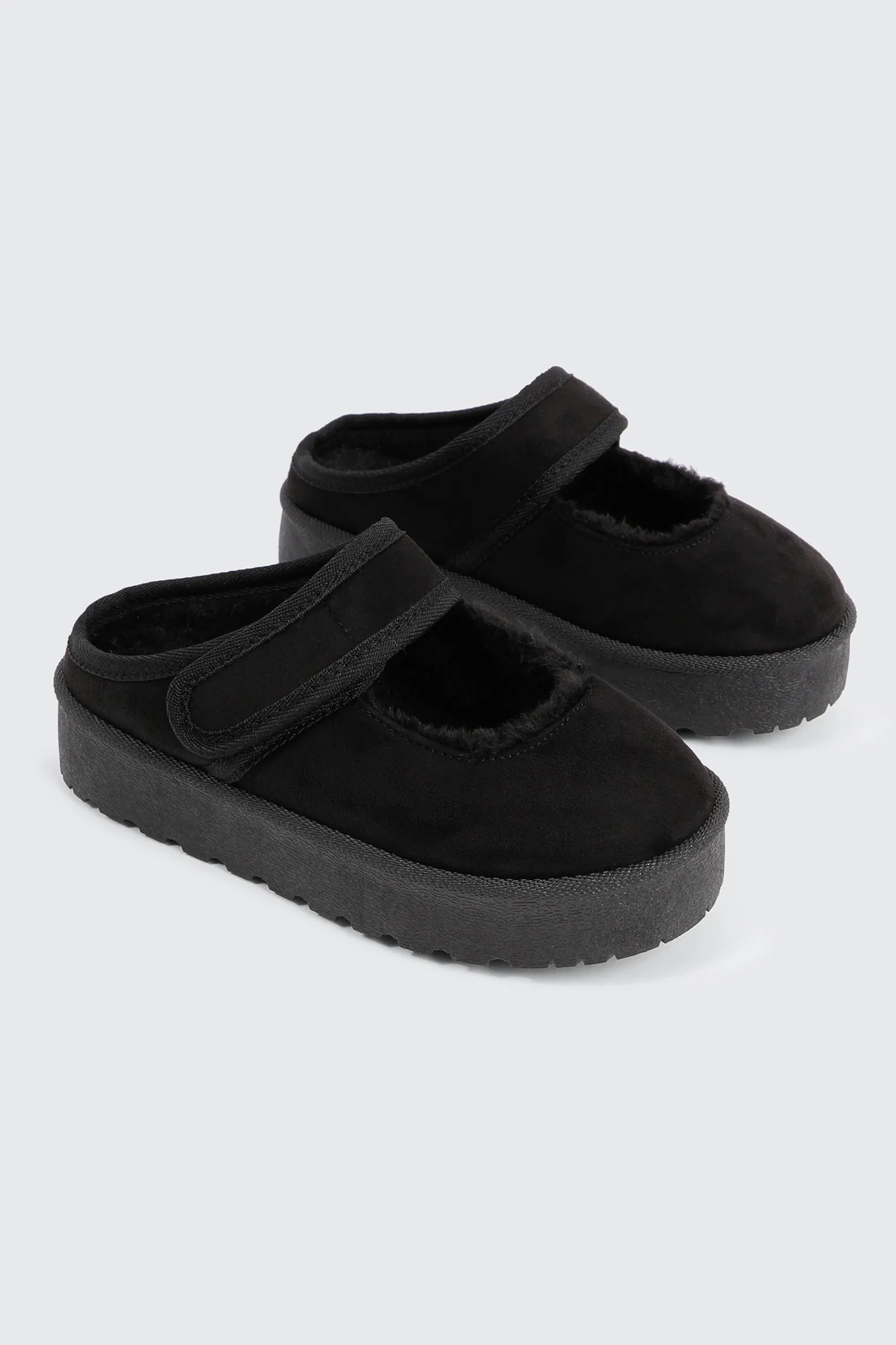 Faux Sheepskin Mary Janes
