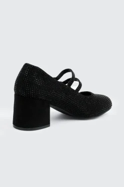 Faux Suede Block Heel Mary Janes