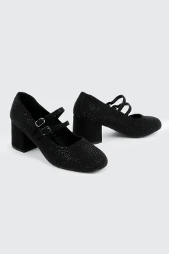 Faux Suede Block Heel Mary Janes