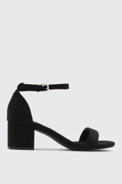 Faux Suede Block Heel Sandals