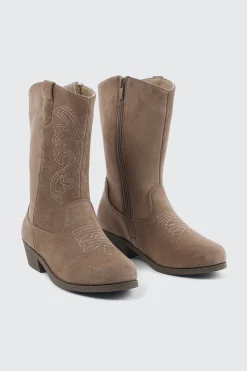 Faux Suede Embroidered Boots