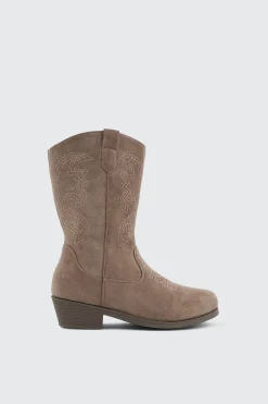 Faux Suede Embroidered Boots