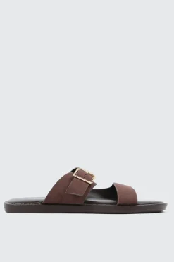 Faux Suede Flat Sandals
