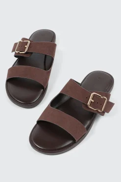 Faux Suede Flat Sandals