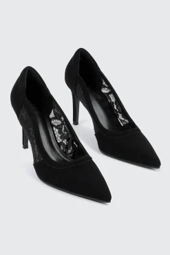 Faux Suede & Lace Pumps