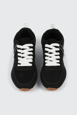 Faux Suede Lace Up Sneakers with Charm