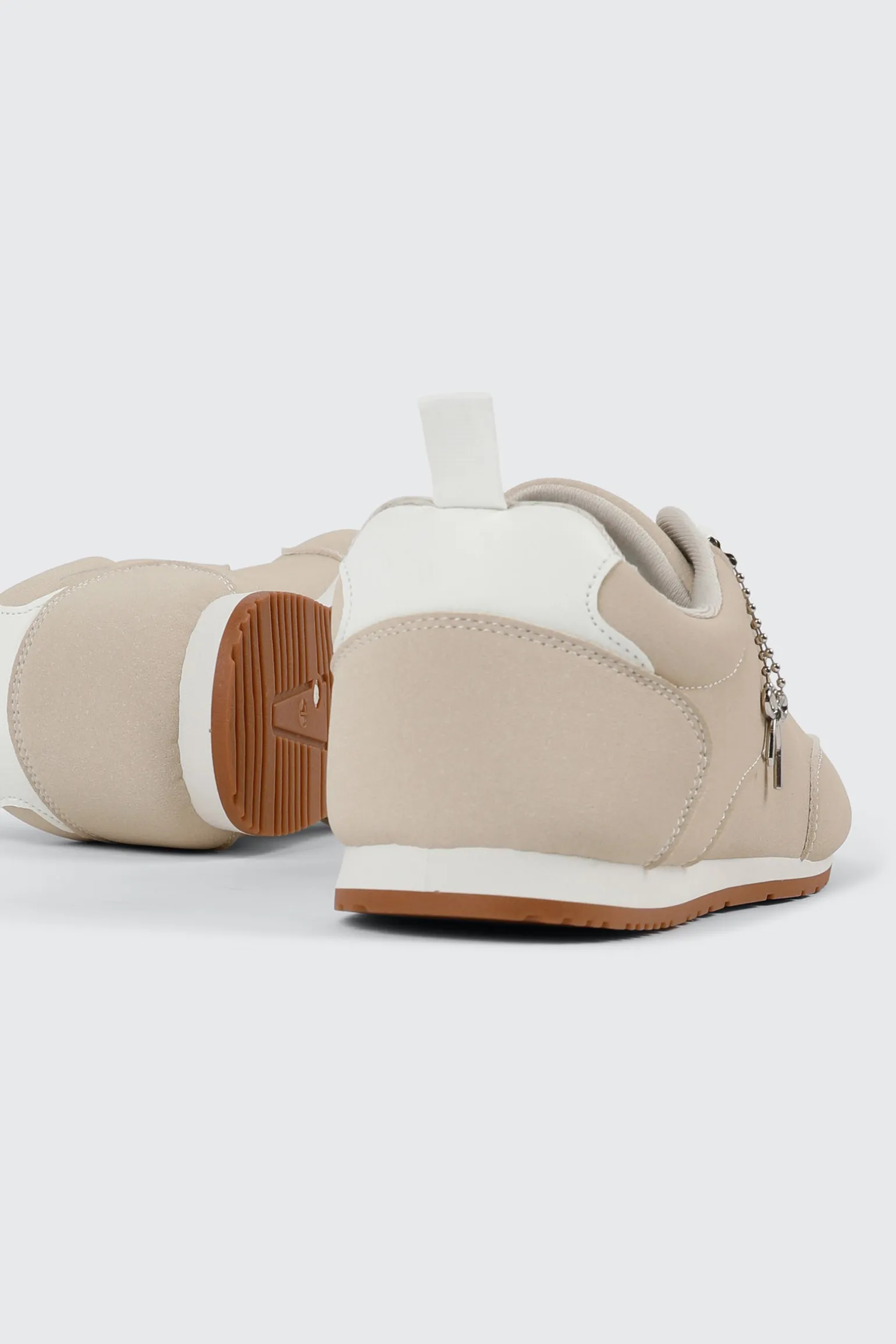 Faux Suede Lace Up Sneakers with Charm
