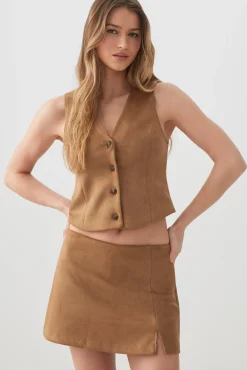 Faux Suede Micro Skort