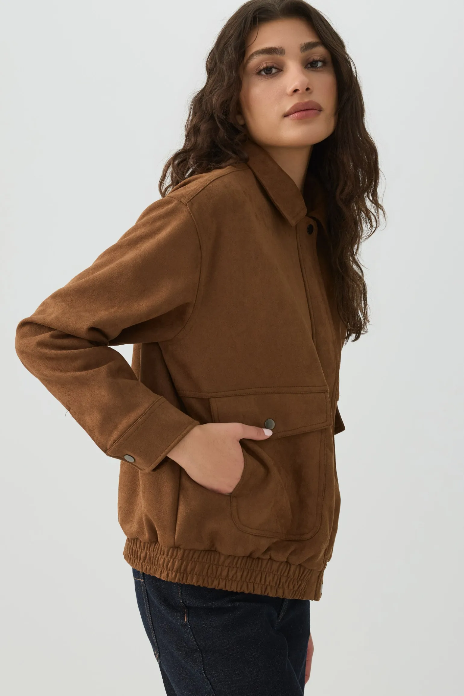 Faux Suede Oversized Jacket