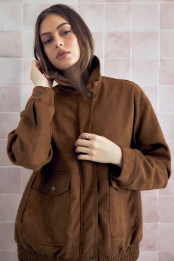 Faux Suede Oversized Jacket
