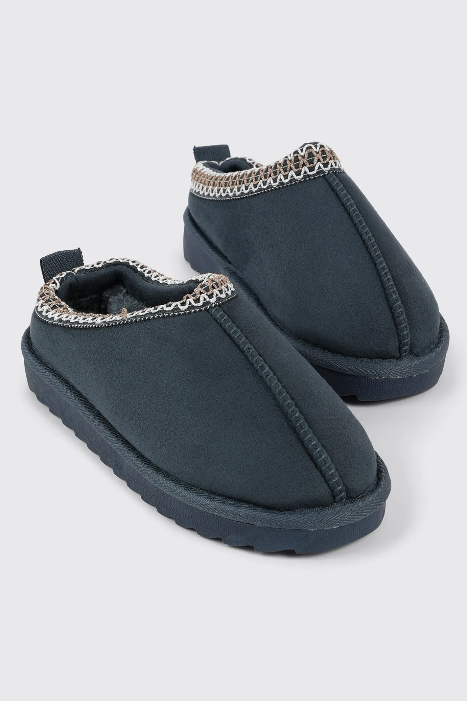 Faux Suede Slip On Mules