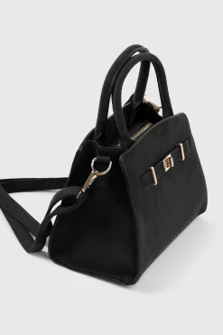 Faux Suede Structured Handbag