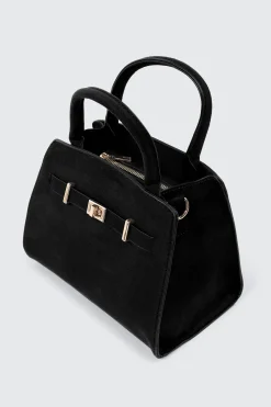 Faux Suede Structured Handbag