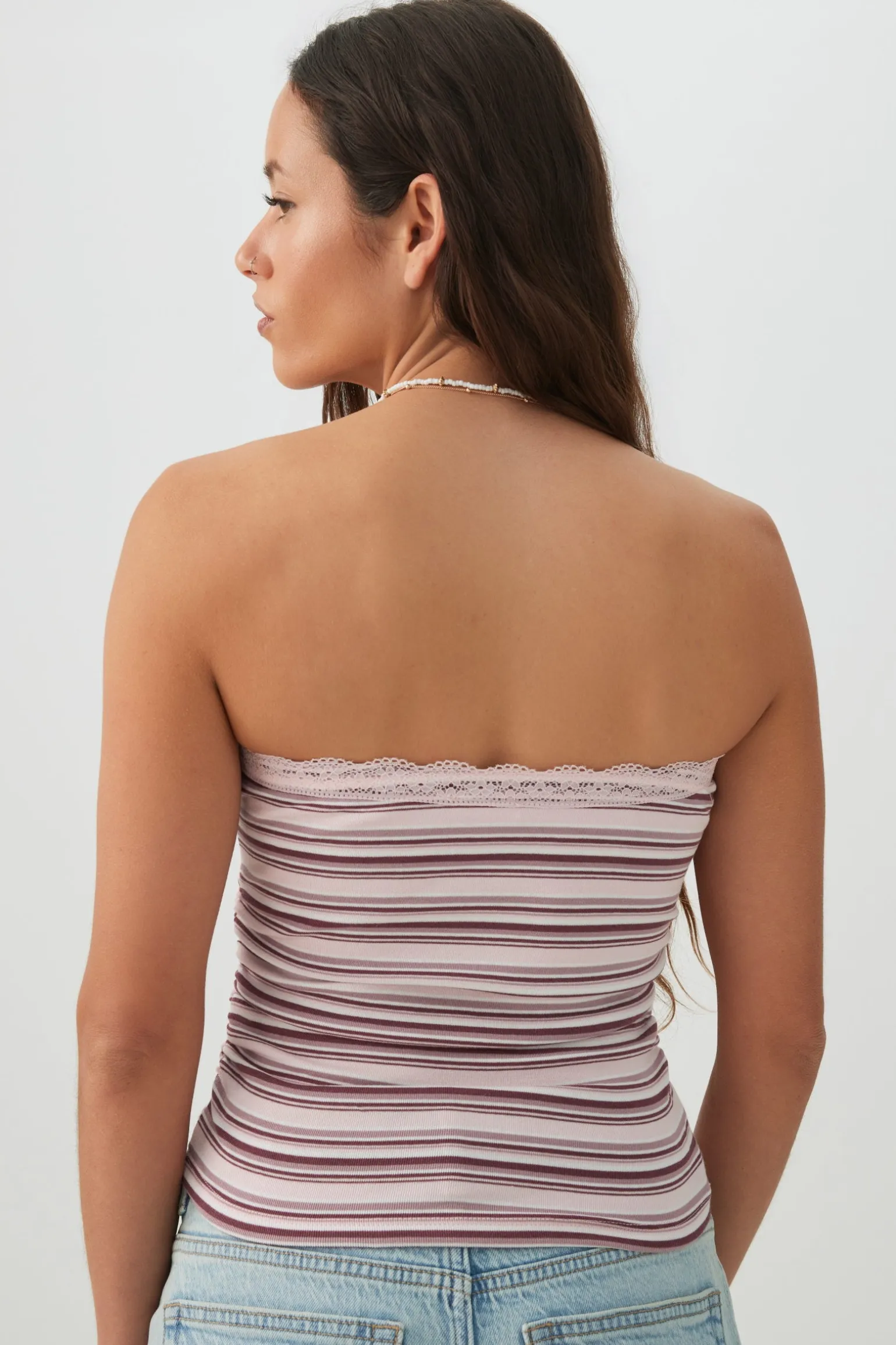 Fine Rib Cotton Blend Tube Top