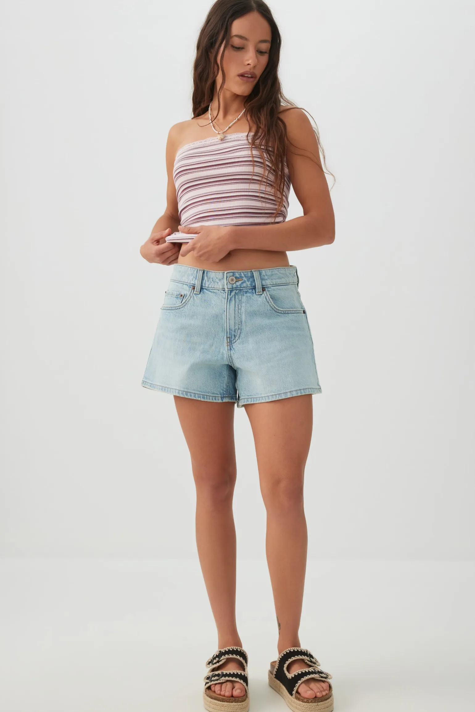 Fine Rib Cotton Blend Tube Top