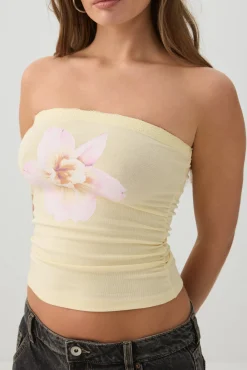 Fine Rib Cotton Blend Tube Top