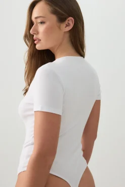 Fine Rib Crew Neck Bodysuit