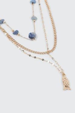 Fish Pendant Three-Row Necklace