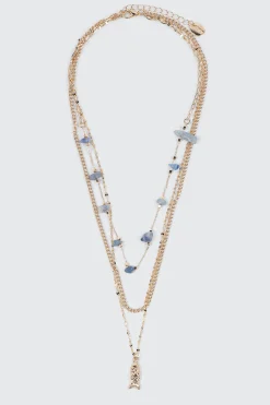 Fish Pendant Three-Row Necklace